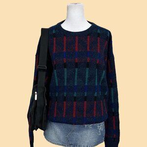 multicolored vintage 90s  chunky knit sweater indie skate grandpa